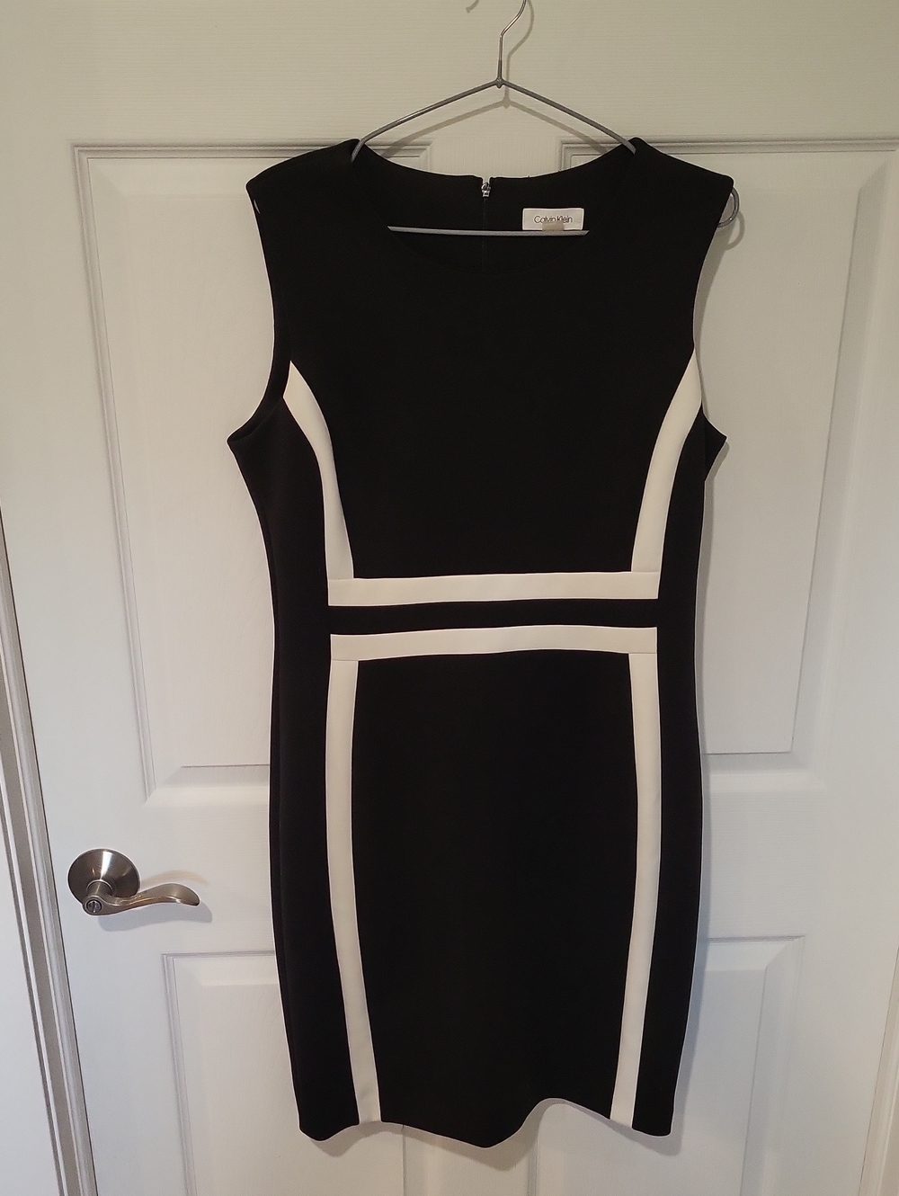 Calvin Klein Black and White Colorblock Midi Dress